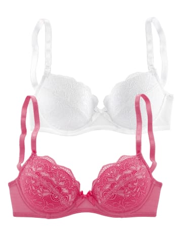 PETITE FLEUR Balconette-BH in pink+weiß