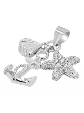Adeliás Damen Anhänger Anker aus 925 Silber mit Zirkonia in silber