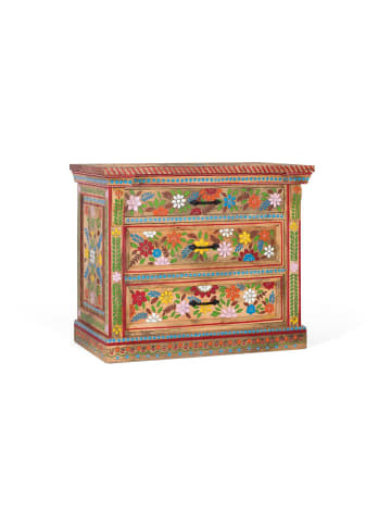 Giner y Colomer Kommode mit drei Schubladen aus handbemaltem Mangoholz in Multicolored