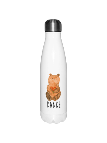 Mr. & Mrs. Panda Trinkflasche Bär Dankbar mit Spruch in Weiß