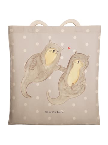 Mr. & Mrs. Panda Tasche Otter Hände halten ohne Spruch in Grau Pastell