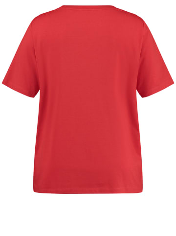 SAMOON T-Shirt Kurzarm Rundhals in Power Red gemustert