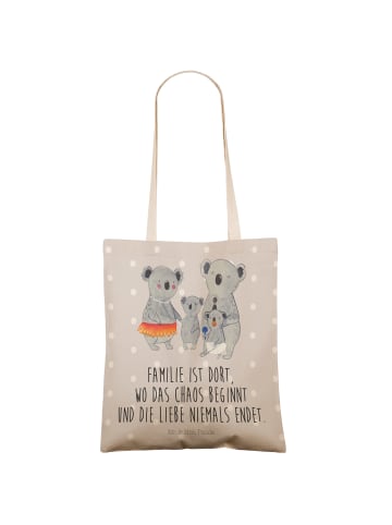 Mr. & Mrs. Panda Shopping Bag Koala Familie mit Spruch in Grau Pastell