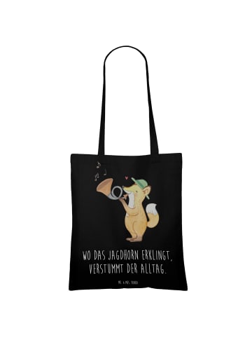 Mr. & Mrs. Panda Tragetasche Jagdhorn Melodie mit Spruch in Schwarz