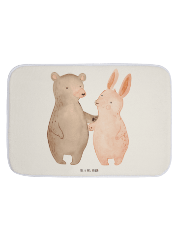 Mr. & Mrs. Panda Badematte Bär und Hase Umarmen ohne Spruch in Weiß