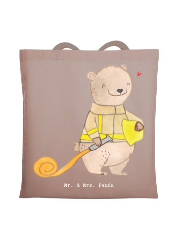 Mr. & Mrs. Panda Einkaufsbeutel Bär Freiwillige Feuerwehr ohne S... in Braun Pastell