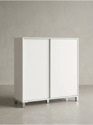 KADIMA DESIGN Schuhschrank FULDA: 20 Paar Schuhe, moderne Ablagefächer, Schiebetüren in Weiß