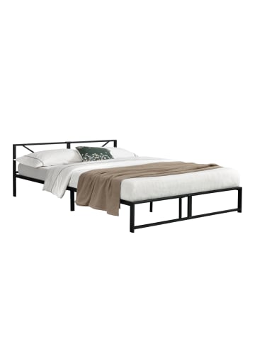 en.casa Metallbett Meran in Schwarz (B)180cm