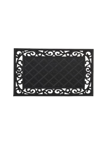 relaxdays Fußabtreter Blumenranke in Schwarz - (B)75 x (T)45 cm