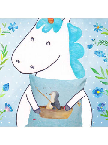 Mr. & Mrs. Panda kissen bedruckt Pinguin Angelboot ohne Spruch in Eisblau