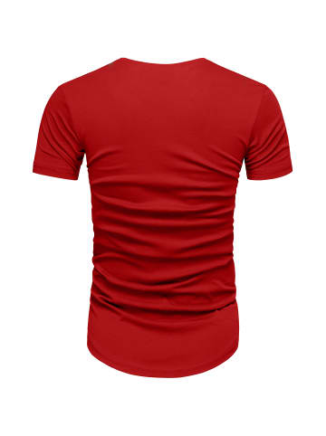 Amaci&Sons Basic Oversize T-Shirt mit V-Ausschnitt BELLEVUE in Rot