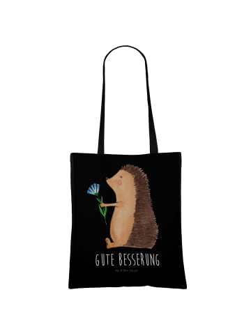 Mr. & Mrs. Panda Uni Tasche Igel Blumen mit Spruch in Schwarz