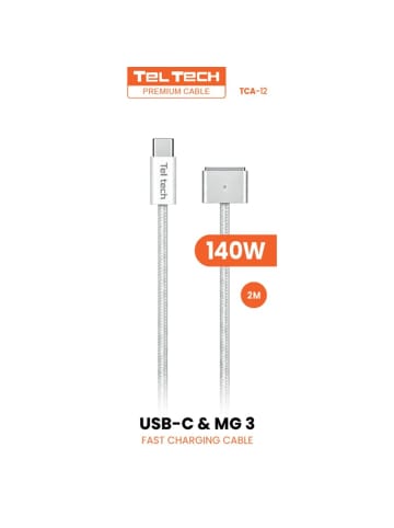 Wisam Teltech Kabel MG3 Geflecht USB-C - MagSafe 3 140W weiß TCA-12