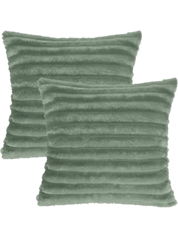 Erwin Müller Fleece, Microfaser Kissenhülle 2er-Pack Aosta in pistazie