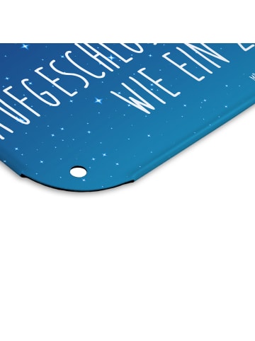 Mr. & Mrs. Panda Blechschild Sternzeichen Zwilling mit Spruch in Sternenhimmel Blau