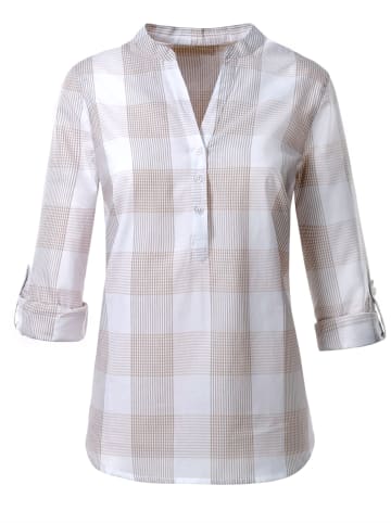 WITT WEIDEN Baumwollbluse in taupe-weiß-kariert