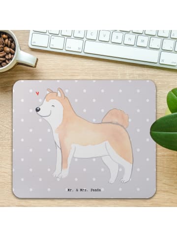 Mr. & Mrs. Panda Mouse Pad Akita Inu Lebensretter ohne Spruch in Grau Pastell