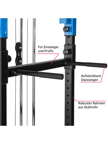 tectake Power Rack  136 x 142,5 x 215 cm, schwarz/blau