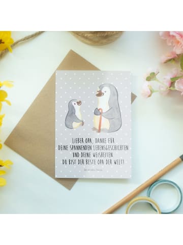 Mr. & Mrs. Panda Glückwunschkarte Pinguin Opa Enkel mit Spruch in Grau Pastell
