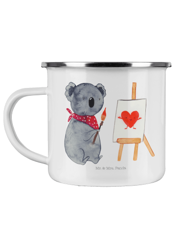 Mr. & Mrs. Panda Camping Emaille Tasse Koala Künstler ohne Spruch in Weiß