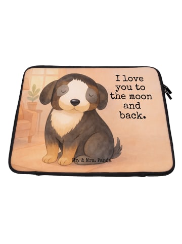 Mr. & Mrs. Panda Notebooktasche Hund Entspannen Design mit Spruch in Weiß