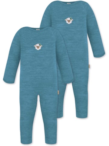 Normani Outdoor Sports 2er Pack Baby Merino Strampler „Tangoio" in Blau