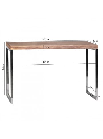 FineBuy Konsolentisch in Beige / Akazie / 45x120x77