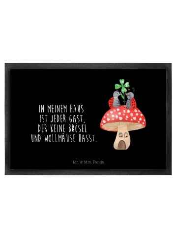 Mr. & Mrs. Panda Fußabtreter Marienkäfer Fliegenpilz mit Spruch in Schwarz