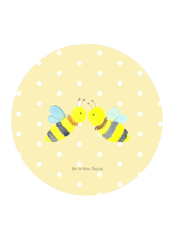 Mr. & Mrs. Panda Rund Magnet Biene Liebe ohne Spruch in Gelb Pastell