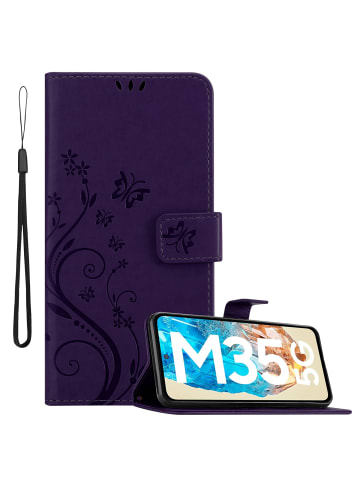 cadorabo Hülle für Samsung Galaxy M35 Blumen Design in Floral Dunkel Lila