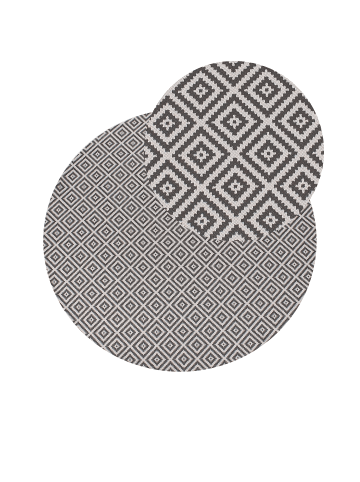 Beliani Outdoorteppich THRISSUR in Grau/Weiß - (W) 120 x (L) 120 cm