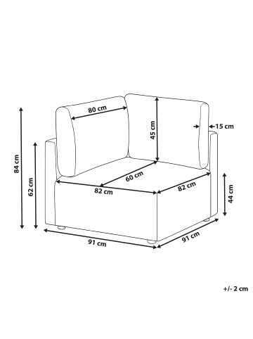 Beliani Sofaelement MESNALI in Beige/Schwarz - (W) 91 x (H) 84 x (L) 91 cm