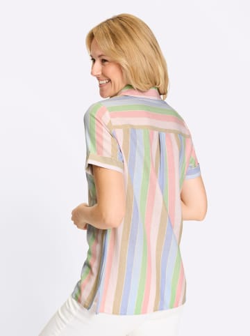 Sieh an! Longbluse in hellrosé-bleu-gestreift