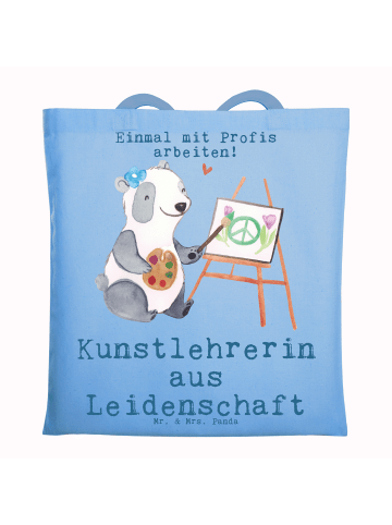 Mr. & Mrs. Panda Tragetasche Kunstlehrerin Leidenschaft mit Spruch in Sky Blue