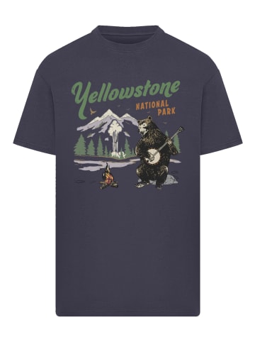 F4NT4STIC Oversize T-Shirt US National Parks Yellowstone Bear Playing Banjo in marineblau