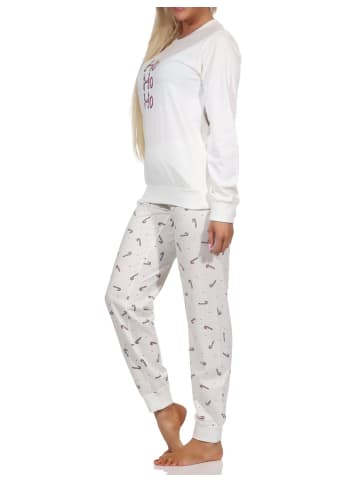 NORMANN Schlafanzug Weihnachten langarm Bündchen - 88727 in creme