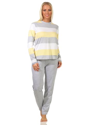 NORMANN Pyjama langarm Block Streifen - 64925 in gelb