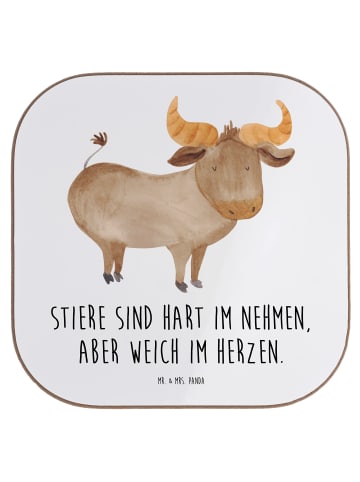 Mr. & Mrs. Panda Tischuntersetzer Stier Herz mit Spruch in Weiß