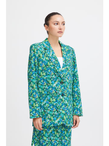 ICHI IHKATE PRINT OVERSIZE BL loose fit in Blue Green Multi Flower aop