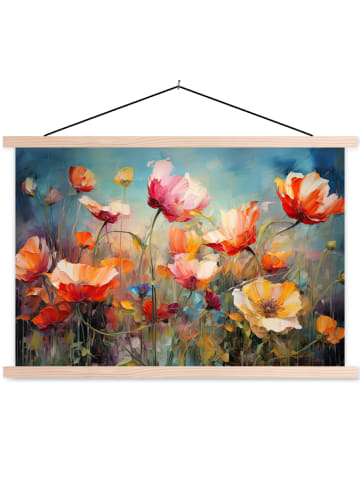 OnlyWow Poster mit Leiste Bunte Blumen