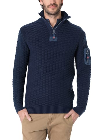Timezone Strickpullover 3D-Schachbrettmuster Ärmeltasche in Dunkelblau