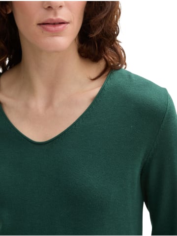 Tom Tailor Dünner Strickpullover Basic V-Ausschnitt Stretch Sweater in Grün-3