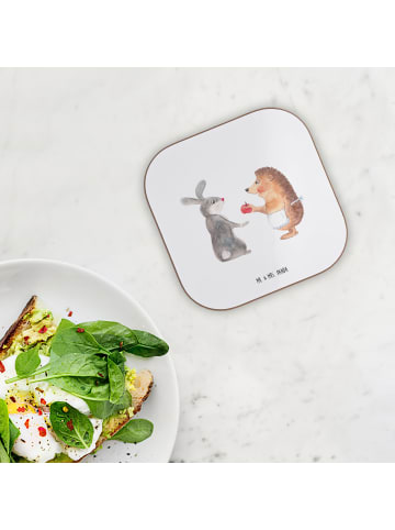 Mr. & Mrs. Panda Untersetzer für Gläser Hase Igel ohne Spruch in Weiß