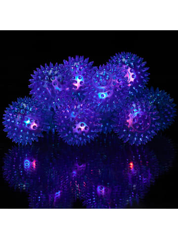 relaxdays 12 x LED Igelball in Blau - Ø 6,5 cm