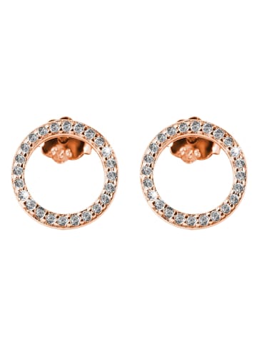Adeliás Damen Ohrstecker Kreis aus 925 Silber mit Zirkonia in rosé