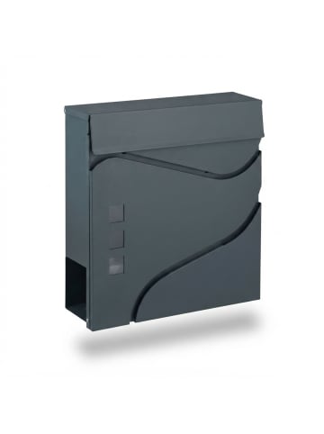 relaxdays Briefkasten in Anthrazit - (B)37 x (H)37 x (T)11 cm