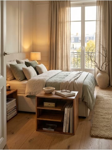 KADIMA DESIGN Beistelltisch 43x43x30 cm Massivholz Design Nachttisch,