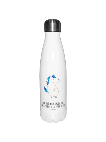 Mr. & Mrs. Panda Thermosflasche Einhorn Mann mit Spruch in Weiß