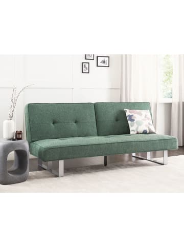 Beliani Schlafsofa DUBLIN in Grün/Silber - (W) 190 x (H) 38 x (L) 88 cm