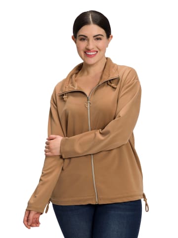 Ulla Popken Sweatjacke in maronenbraun